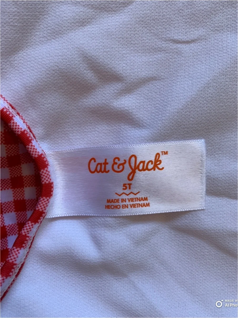Cat & Jack Girls Red & White Gingham Check One Piece Swimsuit Size 5T NWT